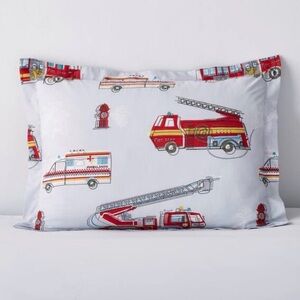 The Company Store 2 standard pillowcases kids fire truck organic cotton bedding